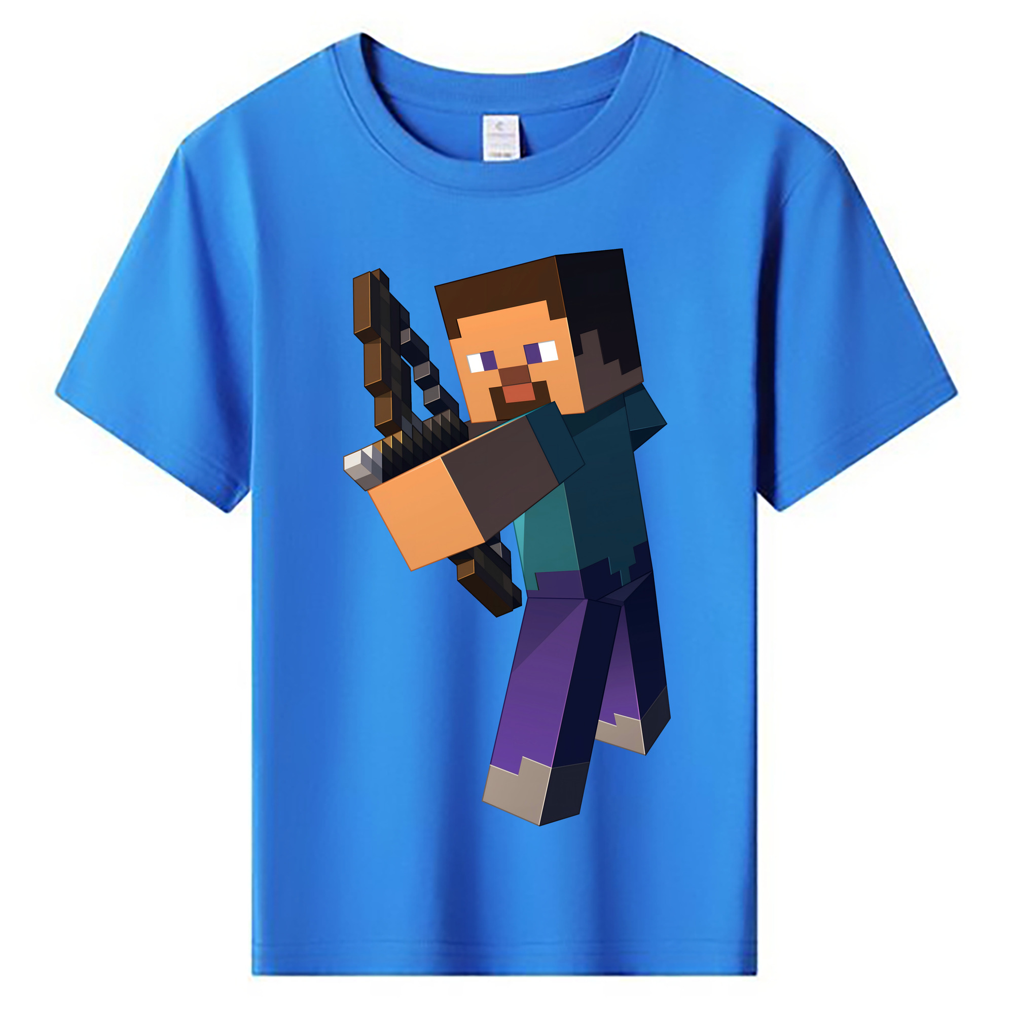 （画像用） マインクラフト ブロックの世界 Minecraft MC Block world 綿100％キッズTシャツ（フロントプリント）